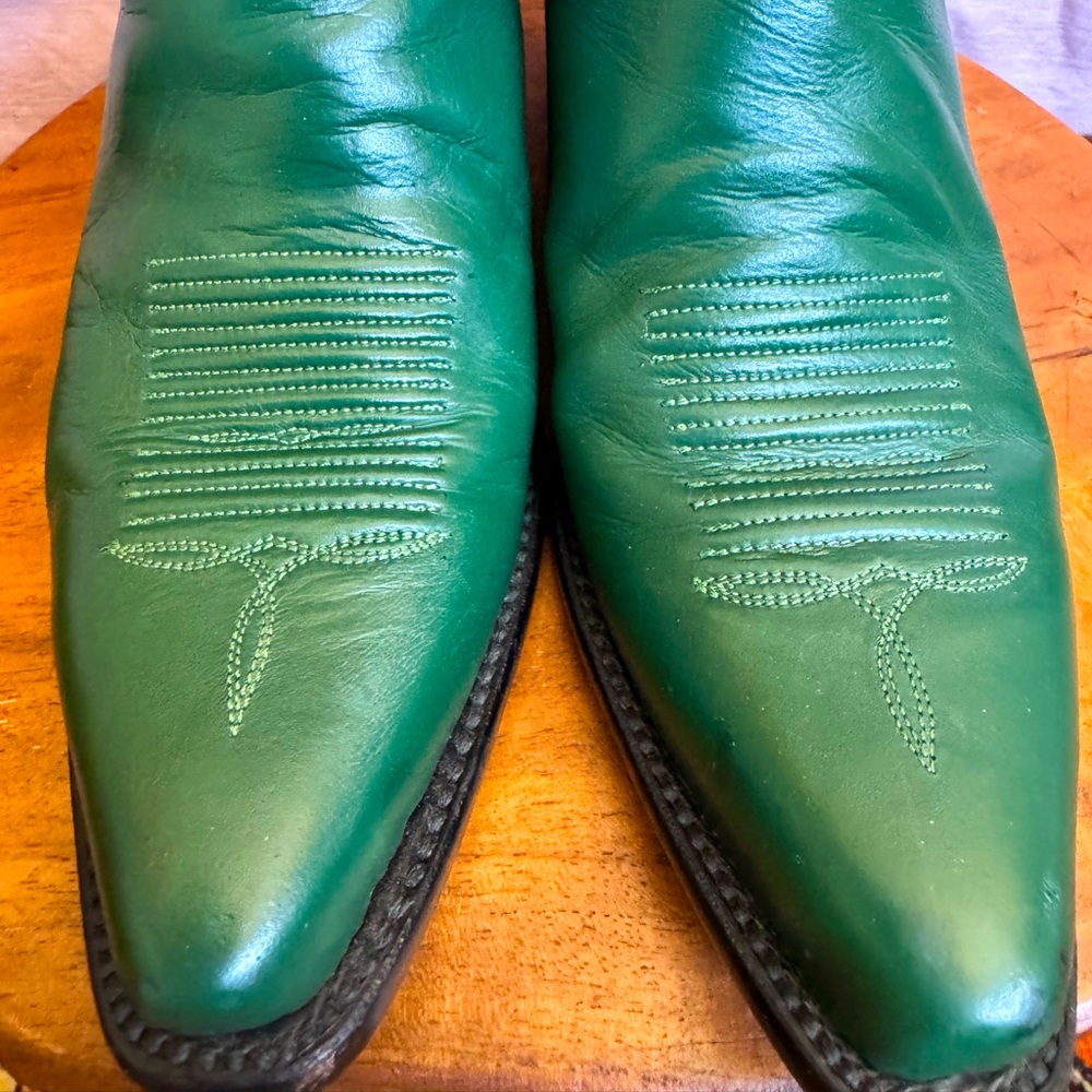 Ferrini Green Orange Leather Cowboy Boots Western Pointed Toe Women’s 7 - Picture 7 of 12